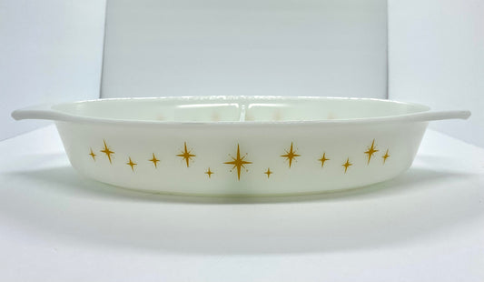 Vintage Pyrex Yellow Star 1 1/2 Qt Divided Casserole Dish