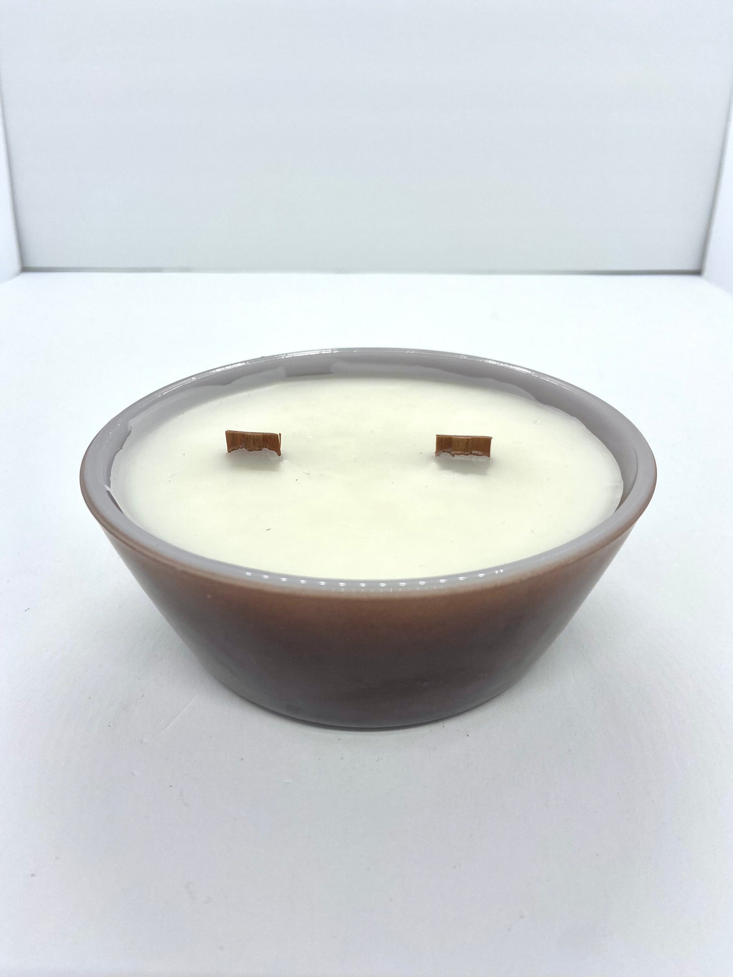 Vintage Brown Milk Glass Small Bowl W/ 10 oz. Candle