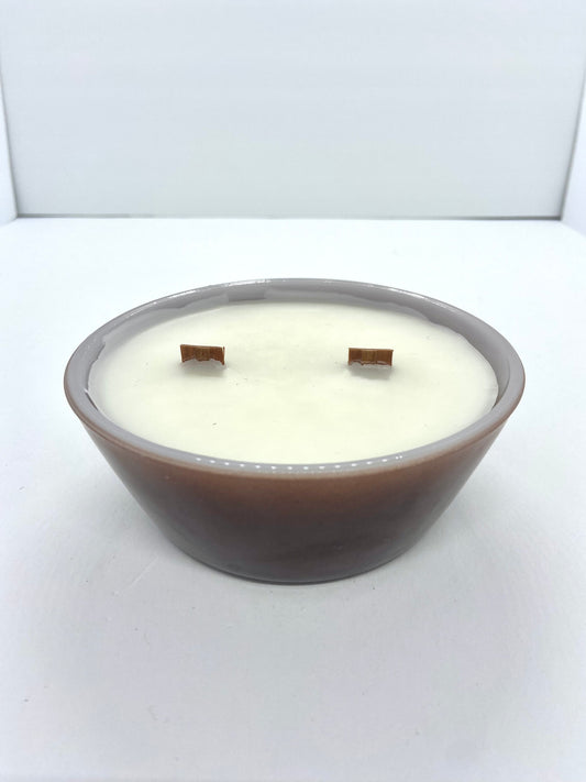 Vintage Brown Milk Glass Small Bowl W/ 10 oz. Candle