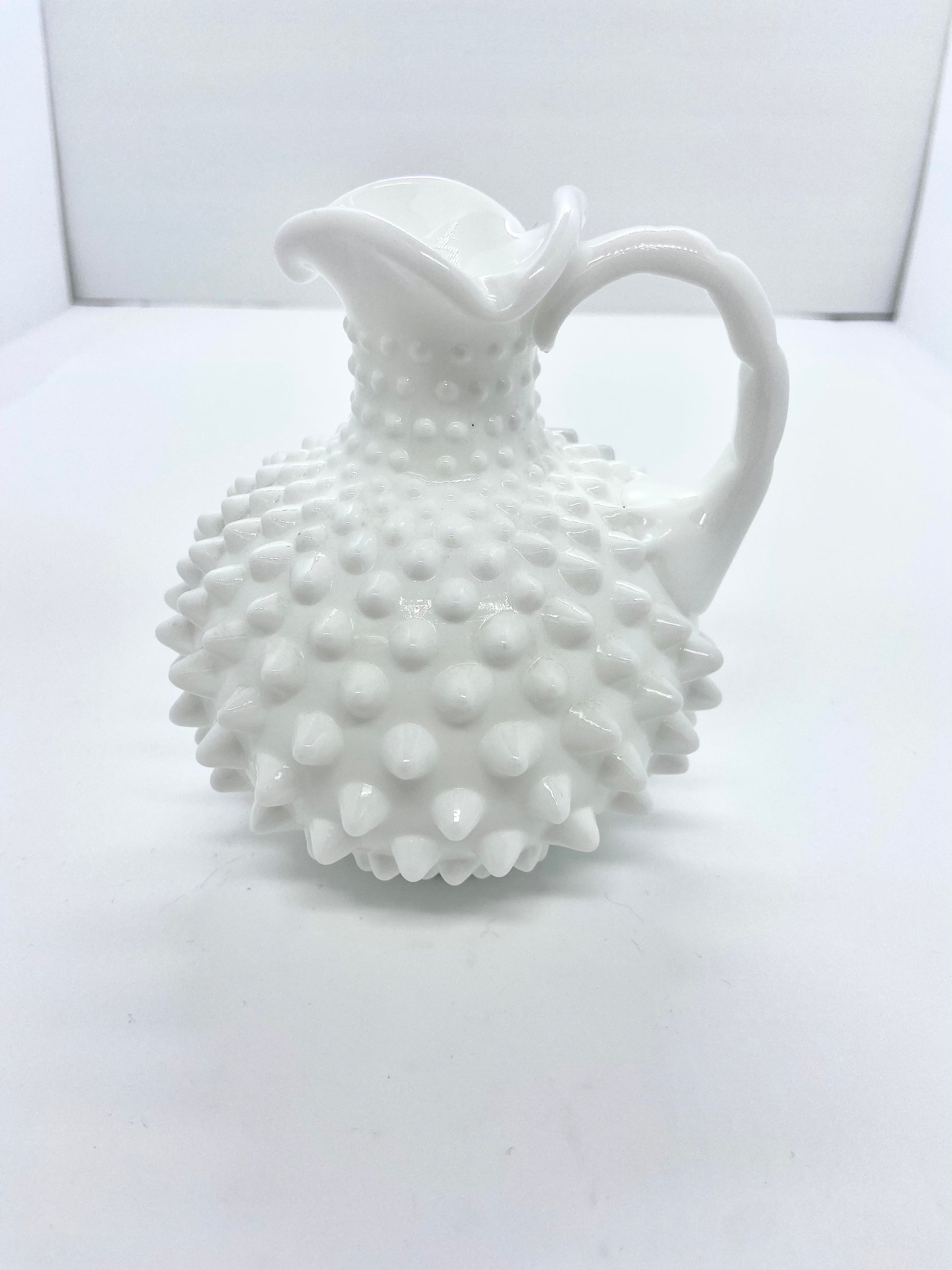 Vintage Fenton Hobnail Milk Glass Pitcher