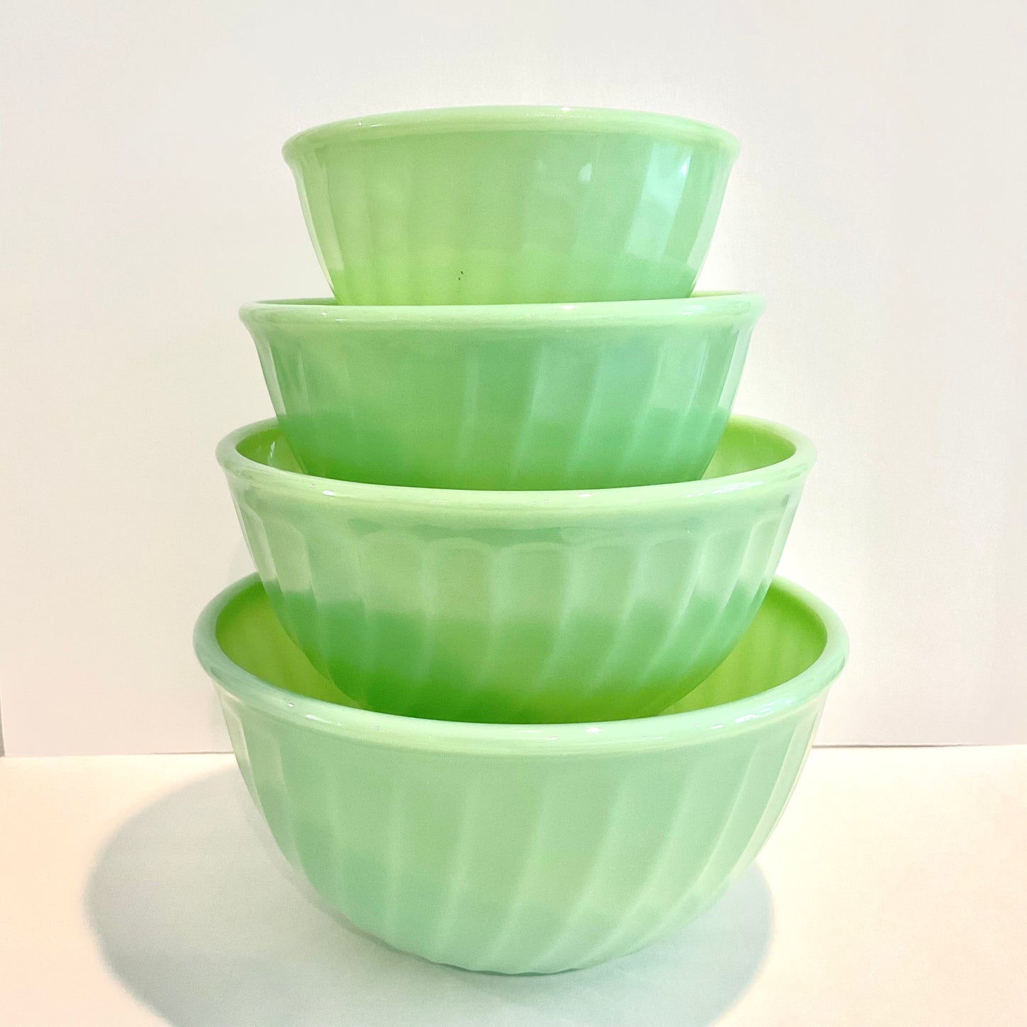 Vintage Fire King Jadeite Mixing Bowls Set Collectible 