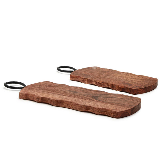 Rustic Edge S/2 Serving Boards w/Hammered Iron Handle