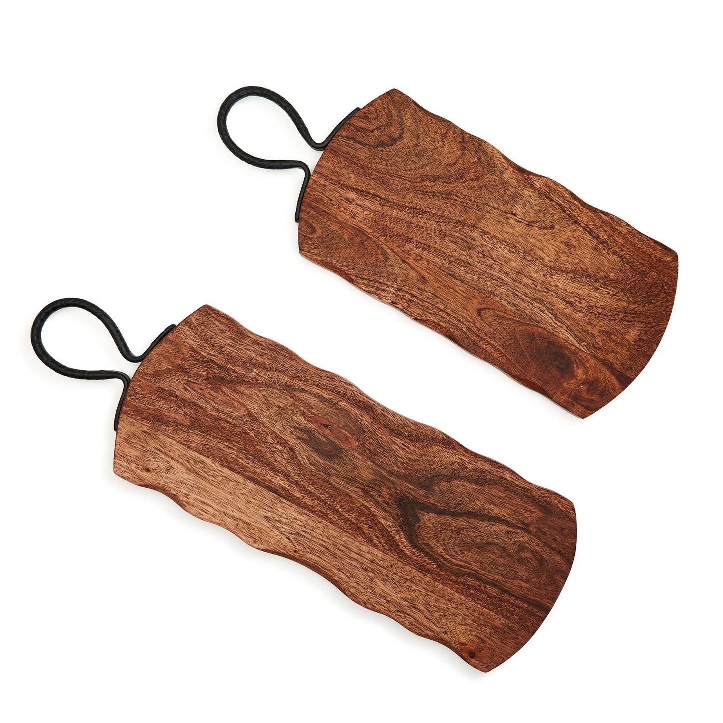 Rustic Edge S/2 Serving Boards w/Hammered Iron Handle
