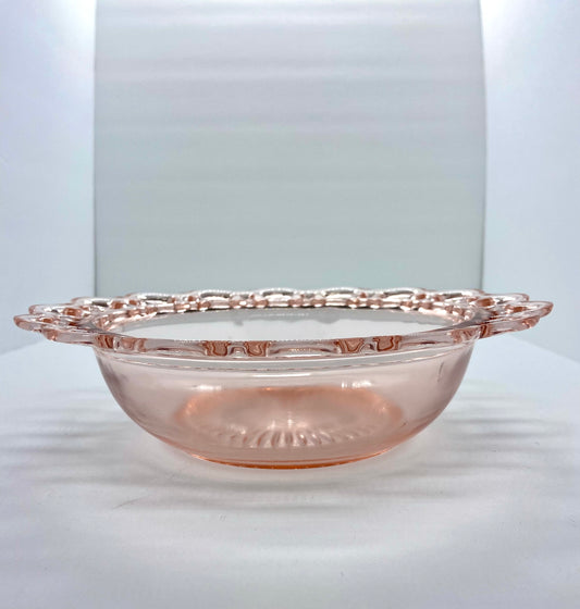 Vintage Anchor Hocking Pink Depression Glass Serving/Berry Bowl, Old Colony 1930's