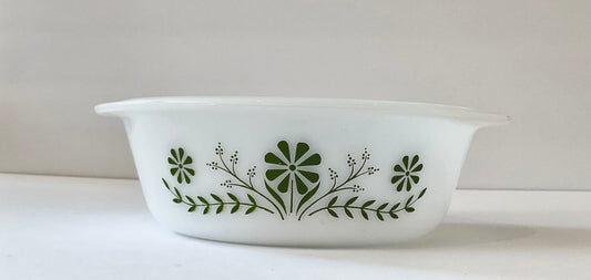 Glasbake Crazy Daisy Pattern Round Casserole Dish