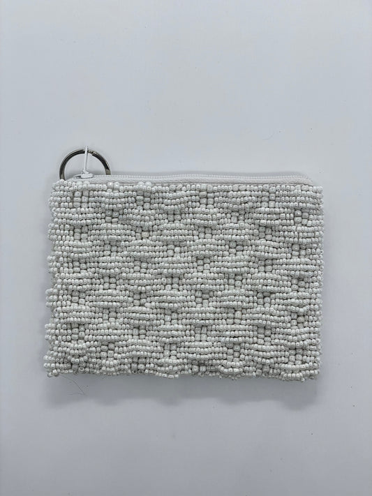 White Basket Weave Coin Purse