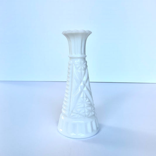 Anchor Hocking Stars and Bars Small Milk Glass Bud Vase