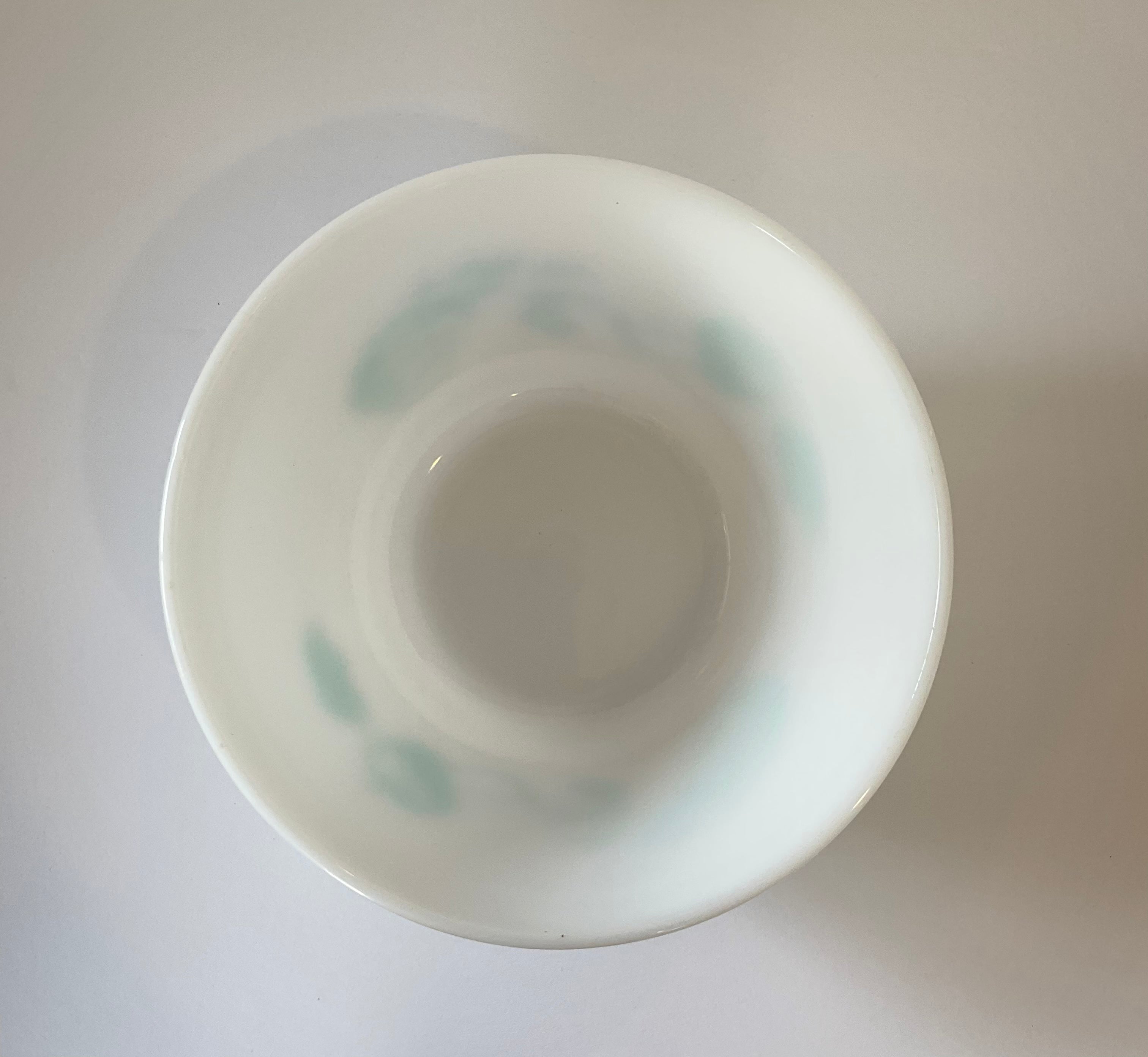 Vintage Federal Glass White with Turquoise Fruit Mixing Bowl - Thumbnail 2
