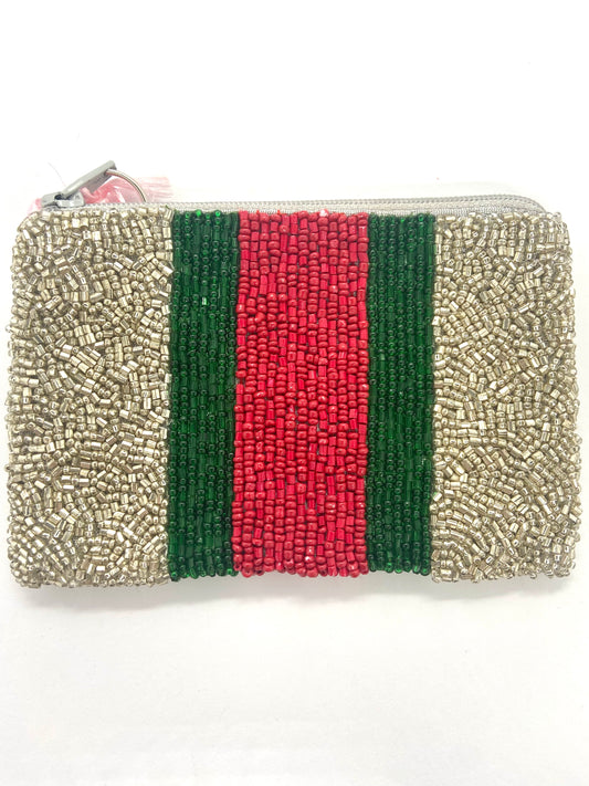 Green and Red Striped Coin Purse