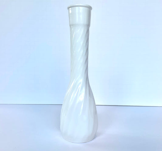 Swirl Milk Glass Bud Vase