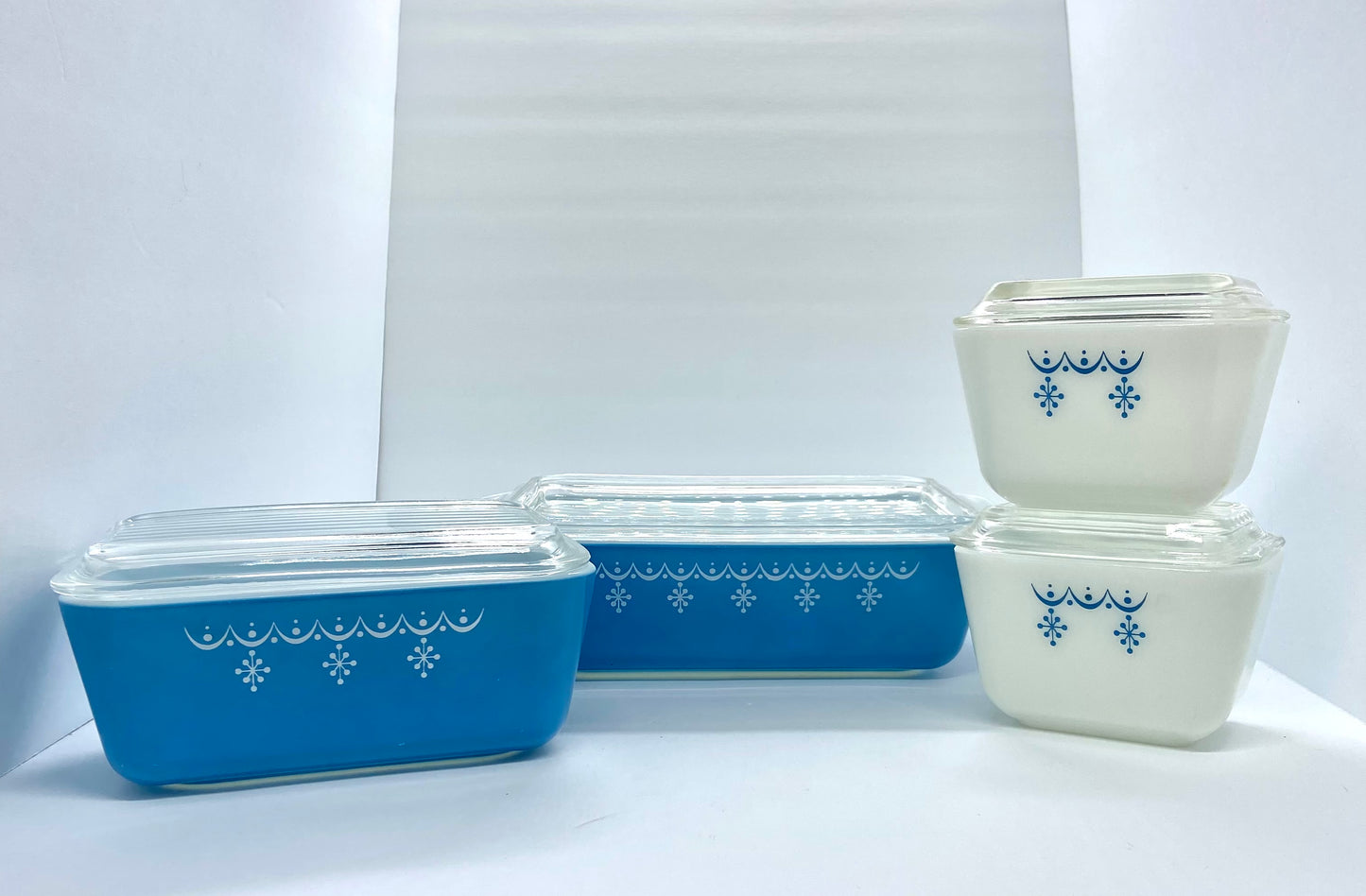 Vintage Pyrex Snowflake Set of Refrigerator Dish