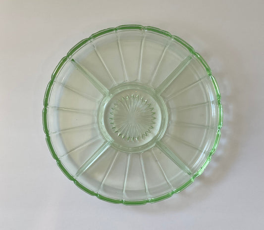 Vintage Uranium Glass Relish Dish