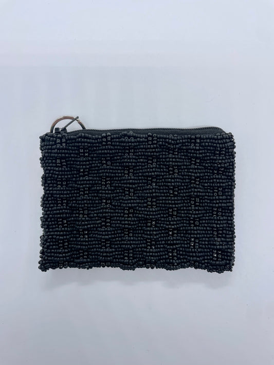 Matte Black Basket Weave Coin Purse