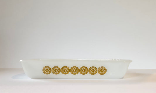 Vintage Glasbak 32024 Casserole Dish, Yellow Medallion