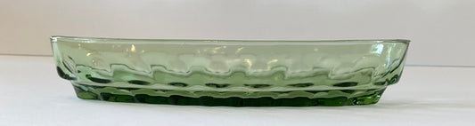 Vintage Indiana Glass Thumbprint Pattern Oval Dish in Green