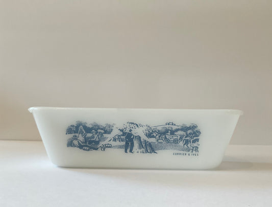 Glasbake Currier & Ives Sleigh Ride Divider Dish