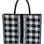 Buffalo Plaid on Black Large Beaded Tote