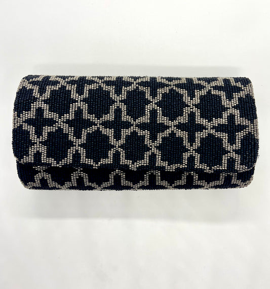 Matte Black & Silver Clutch Bag