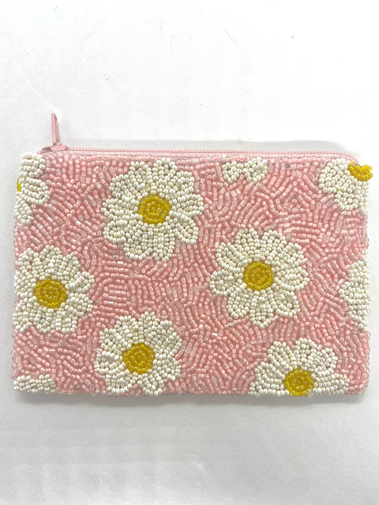 White & Pink Daisy Coin Purse