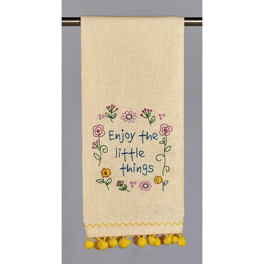 Enjoy The Little Things W/Pompoms Kitchen Towel