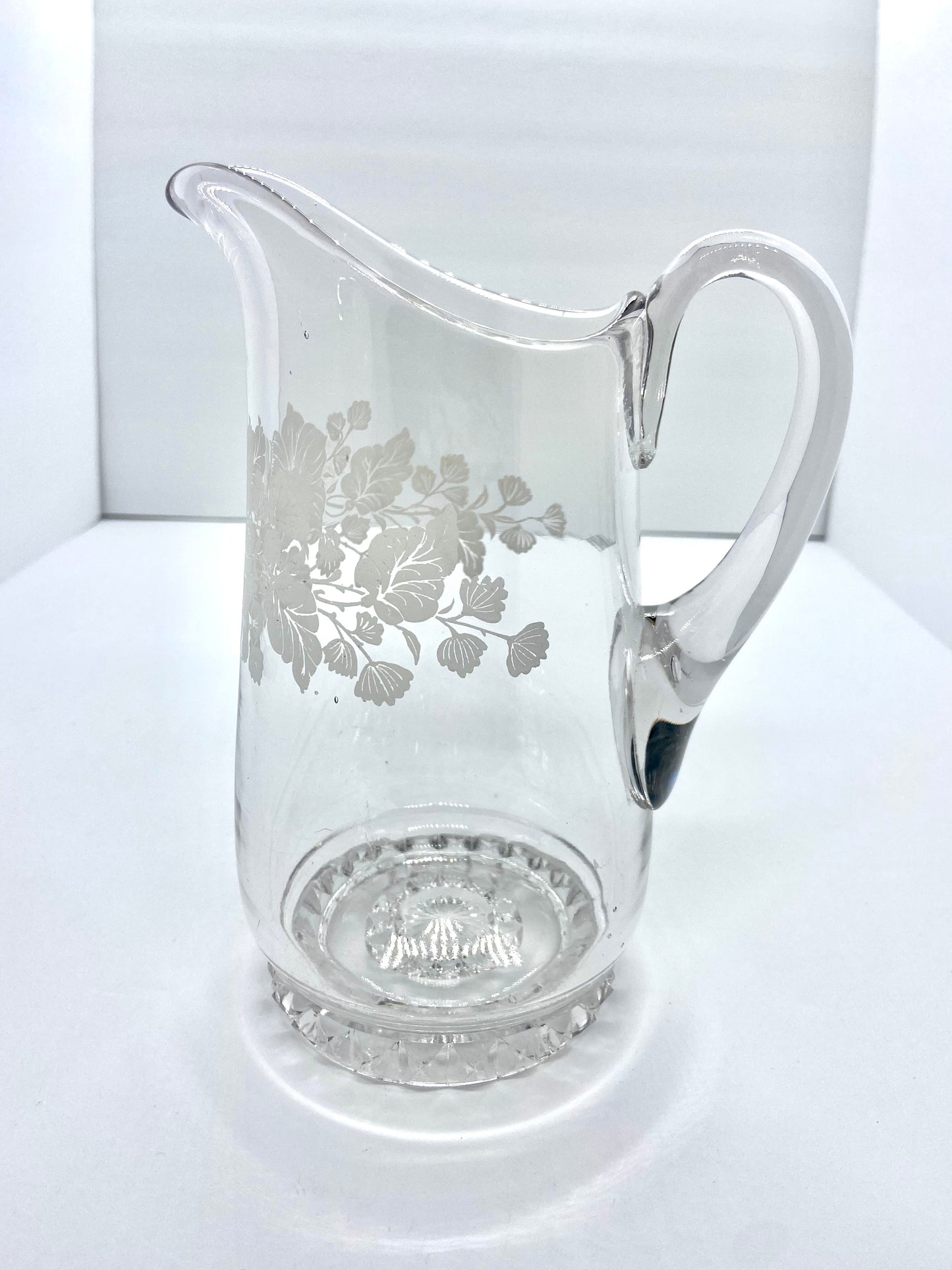 Stunning Etched Floral Water Pitcher