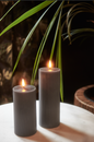 Ribbed Pillar LED Candles, Set of 2