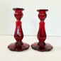 Pair of Mosser Glass 8" Candlesticks in Red