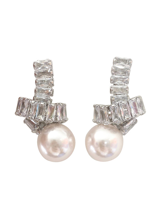 Silver Pearl Twist Earring