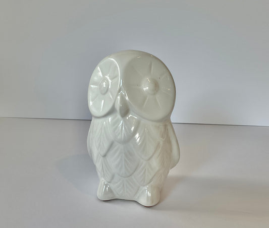 Vintage Ceramic White Glazed Owl