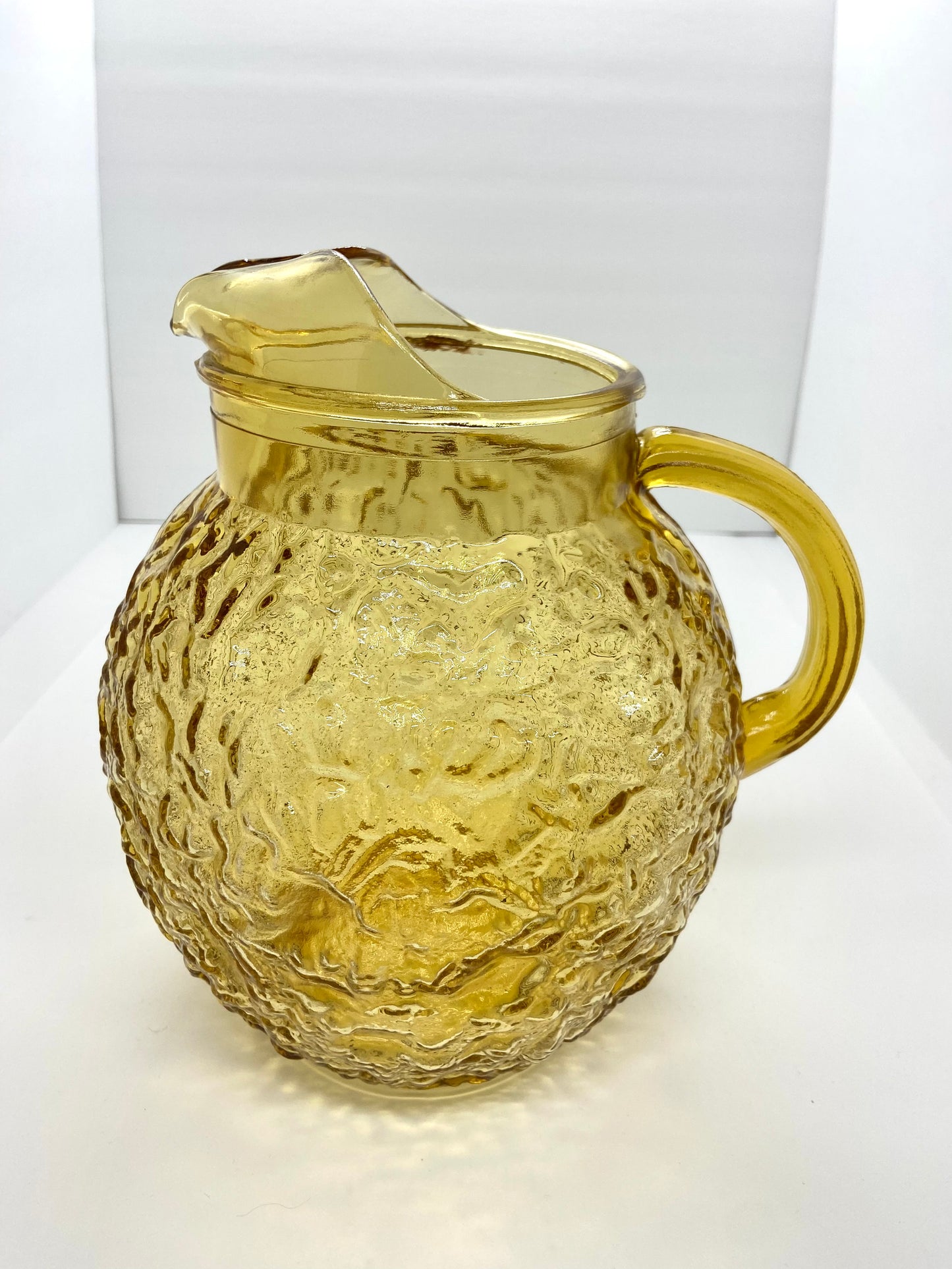 Vintage Anchor Hocking Lido Milano Amber Honey Ball Pitcher