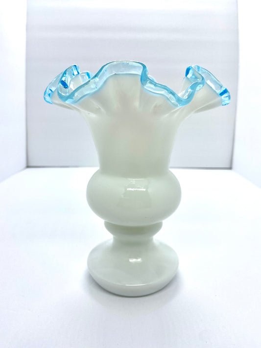 Vintage Fenton Aqua Crest Weil Vase 7"