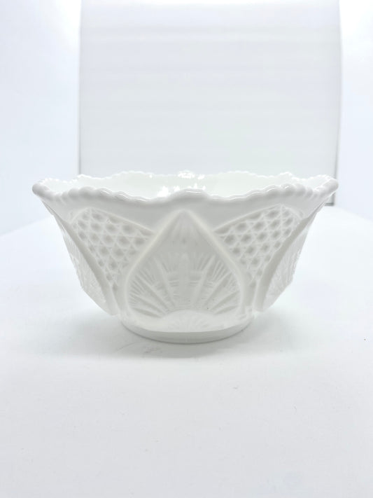 Vintage Milk Glass Lacy Edge Bowl