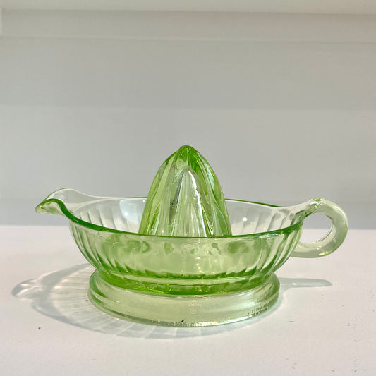 Vintage Federal Uranium Green Depression Glass Juicer