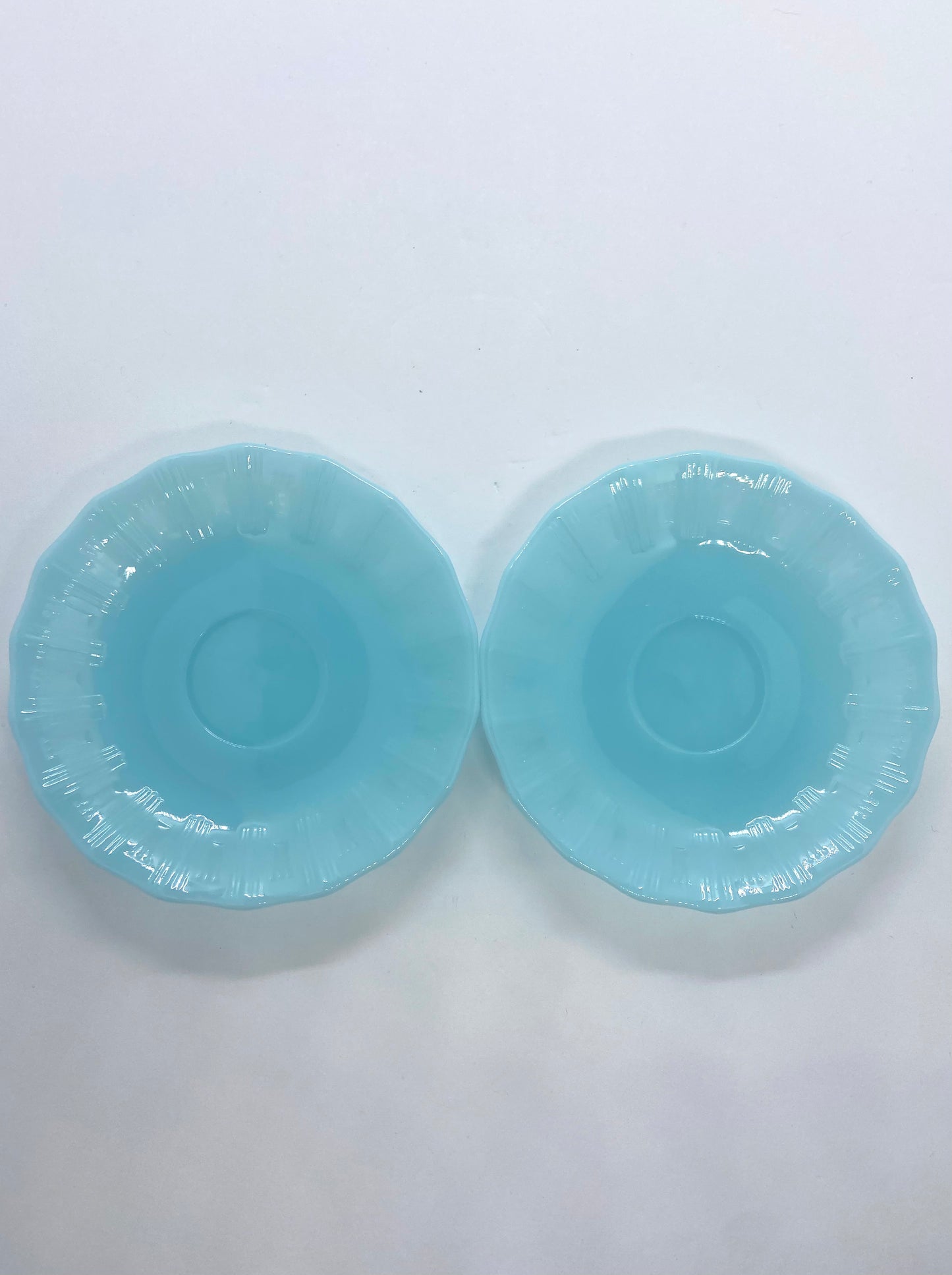 RARE Vintage Pyrex Egg Blue 2 Saucers