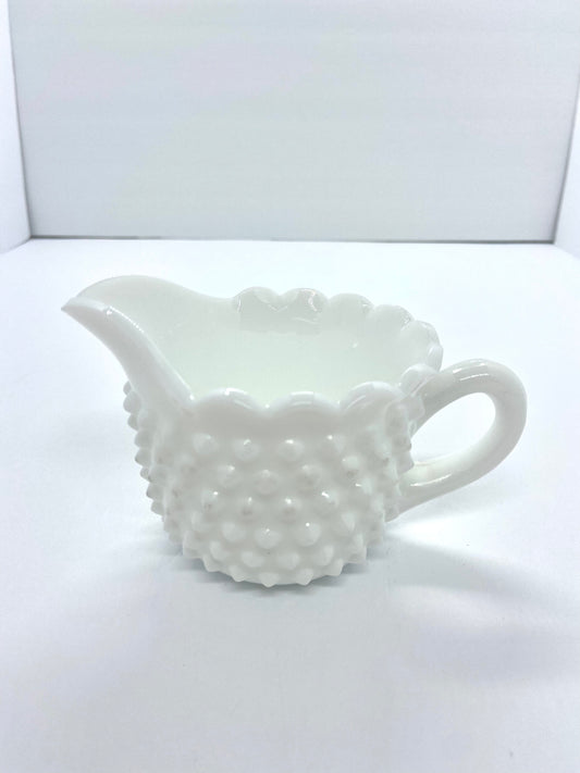 Vintage Fenton Hobnail Small creamer W/ Ruffled Edge