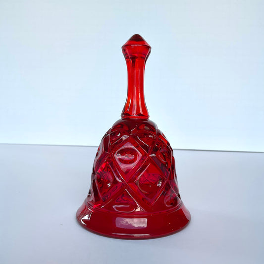 Viking Handmade Ruby Glass Diamond and Thumbprint Bell