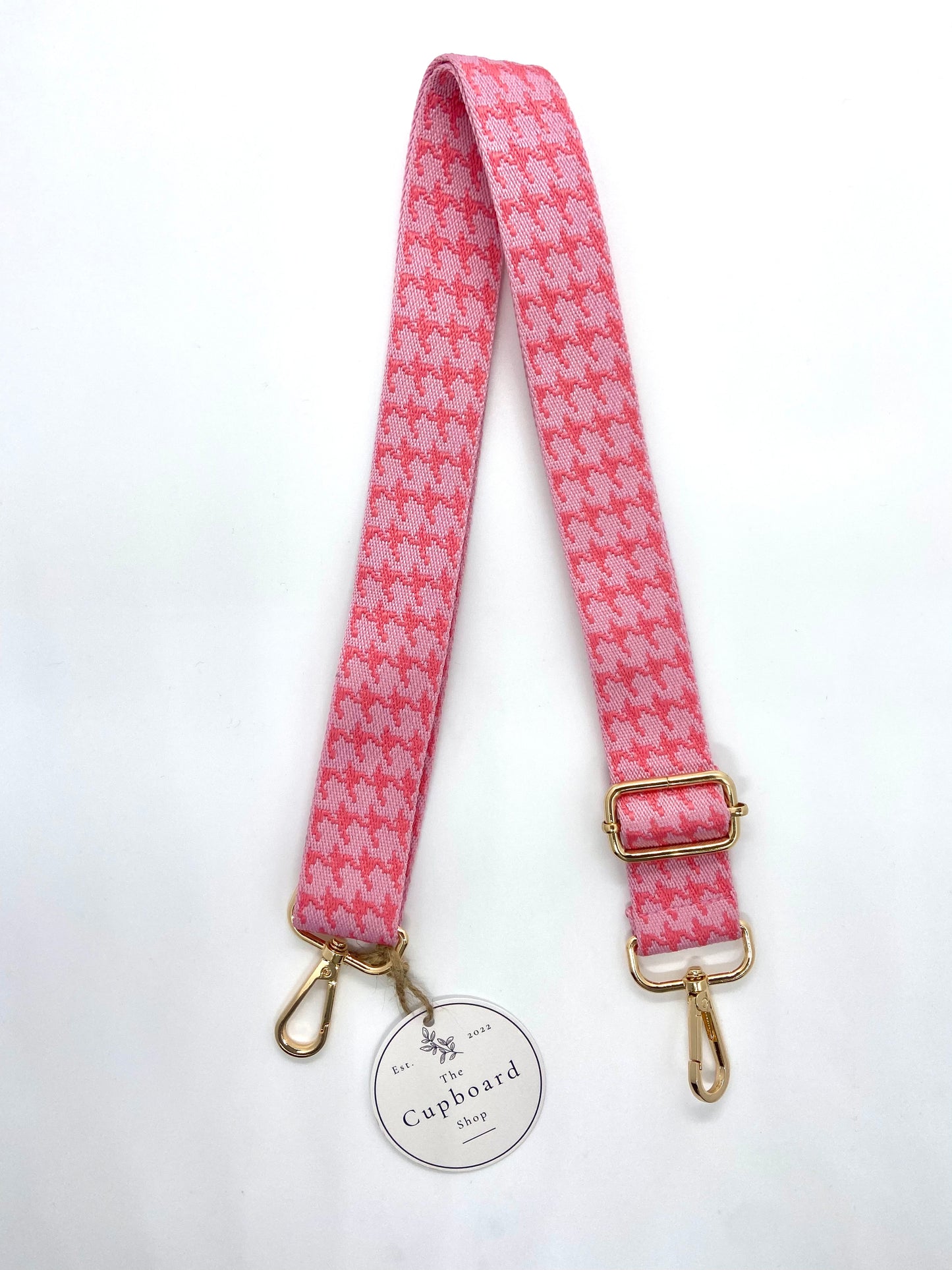 Houndstooth Bag Strap, Gold Hardware