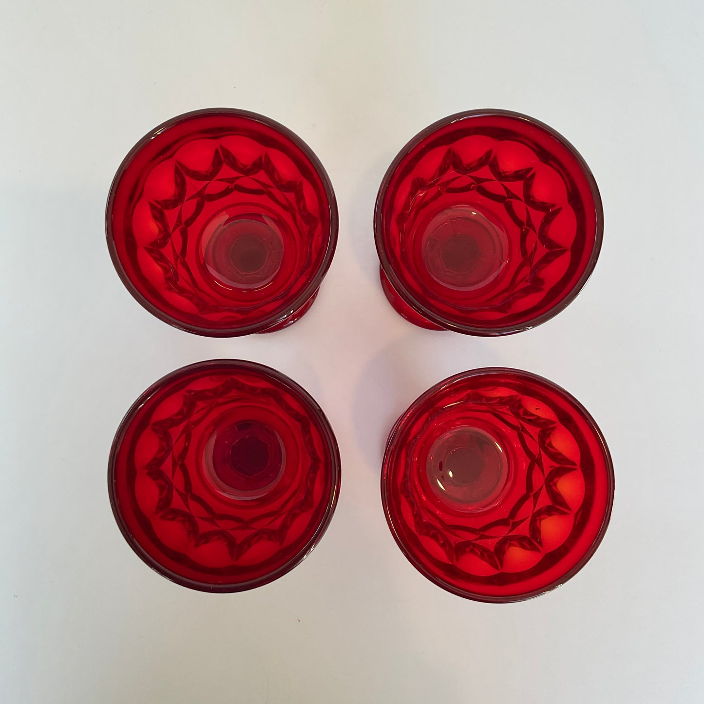 Set of 4 Noritake Thumbprint Ruby Wine Glasses