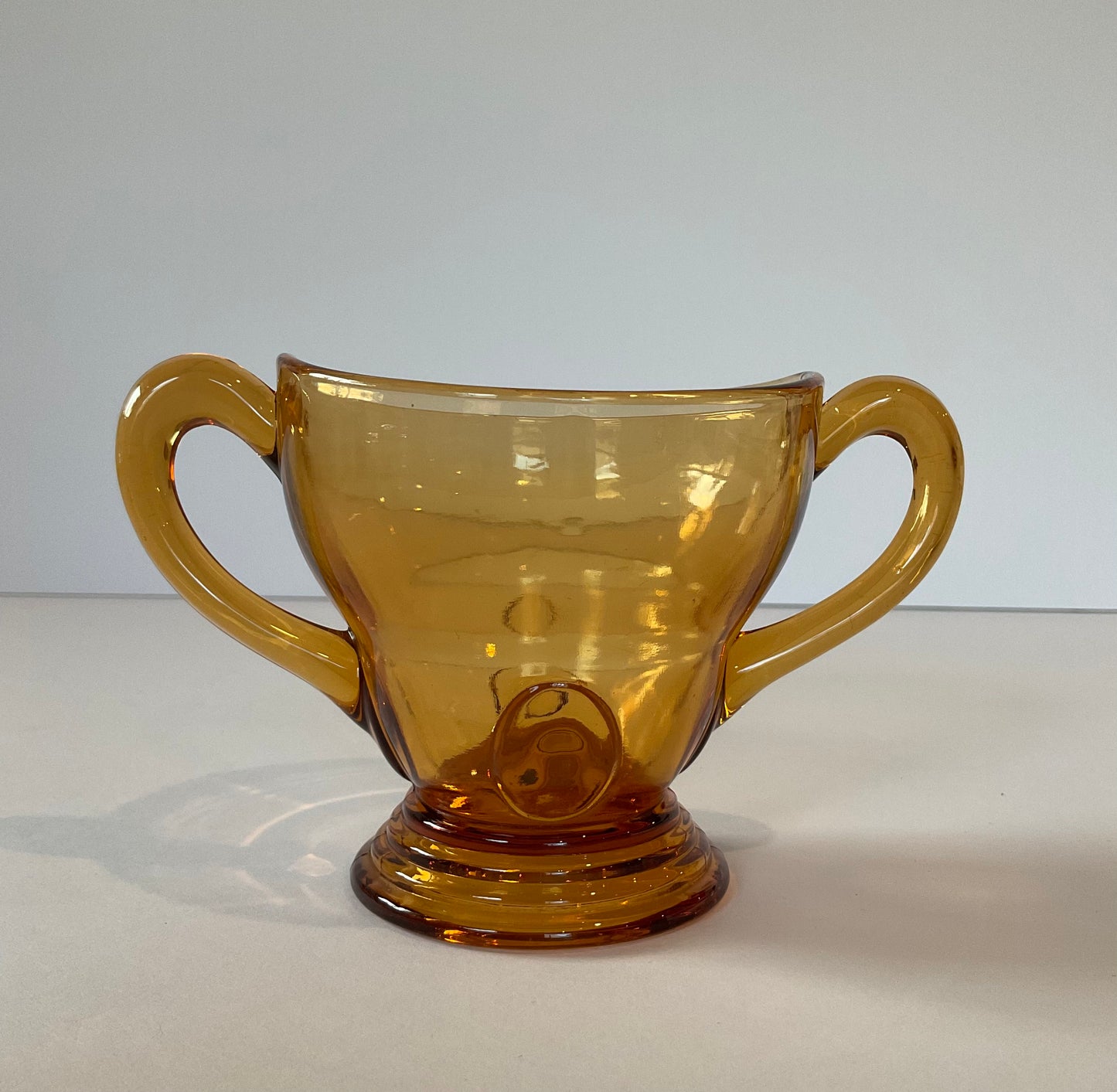 Vintage Amber Depression Glass Sugar Bowl 3”
