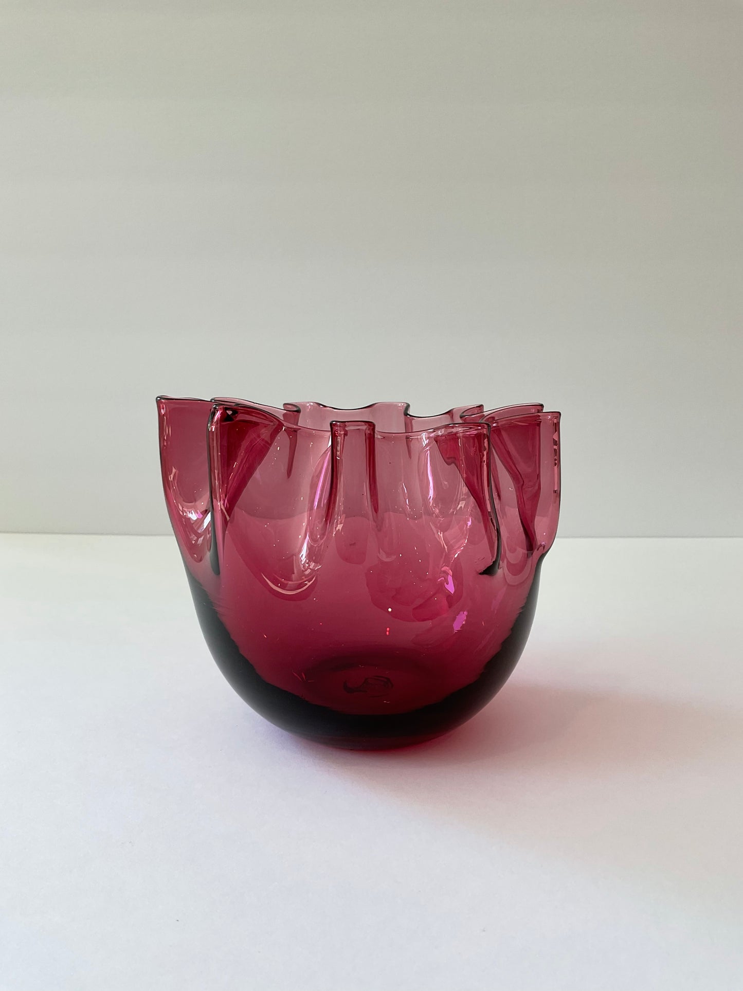 Vintage Hand Blown Cranbery Glass Bowl