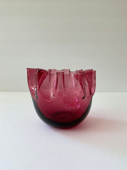 Vintage Hand Blown Cranbery Glass Bowl