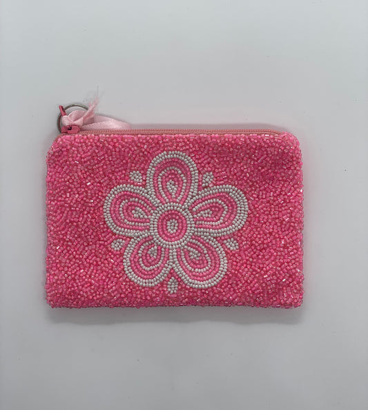 Bright Pink Flower Coin Purse