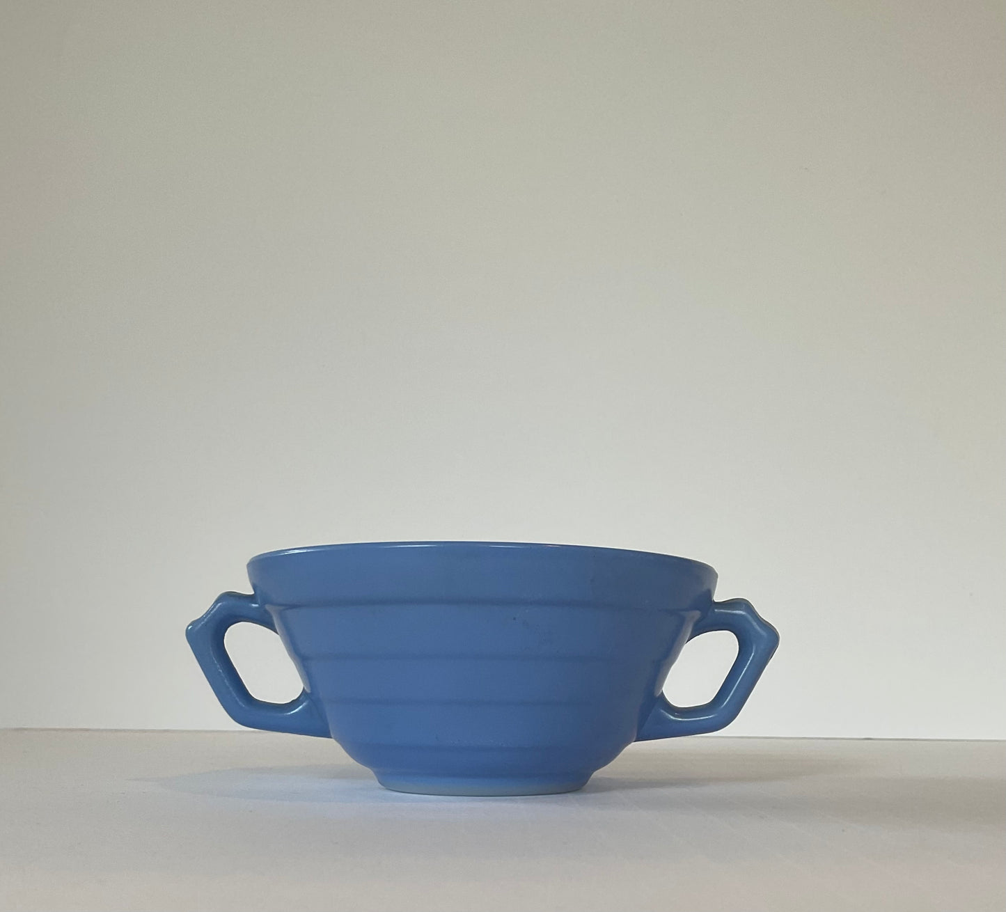 Vintage Hazel Atlas Platonite Moderntone Pastel Blue Sugar Bowl with 2 handles