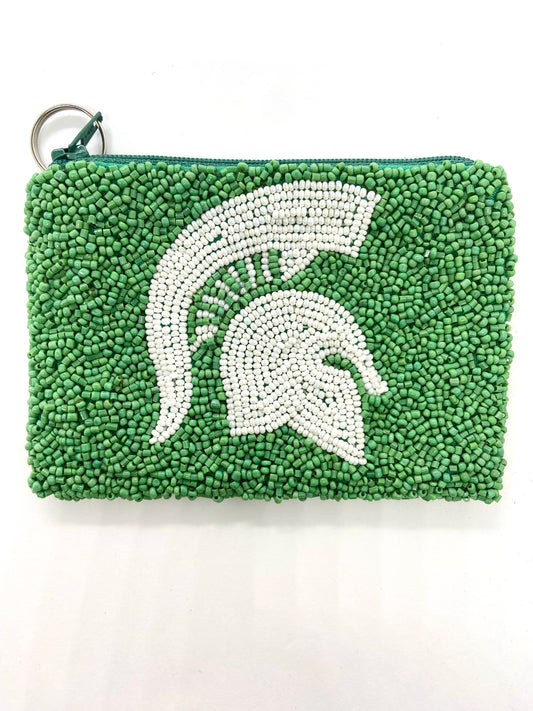 Custom Beaded Coin Purse (DePaul Spartan Helmet)