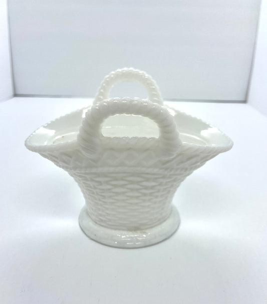 Vintage Westmoreland Milk Glass 2 Handle Basket