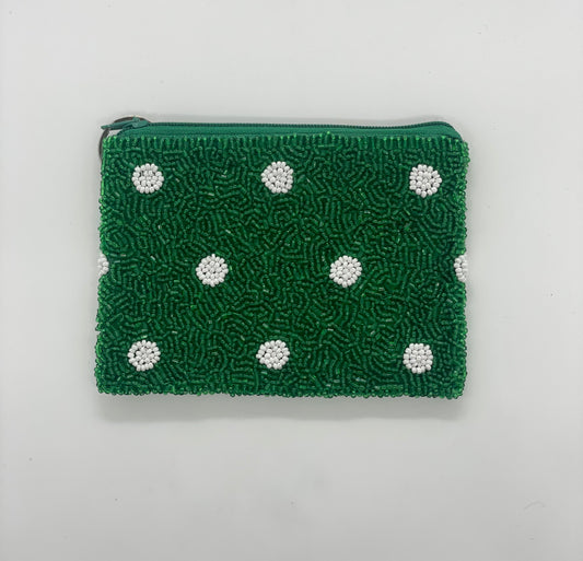 Green & White Dots Coin Purse