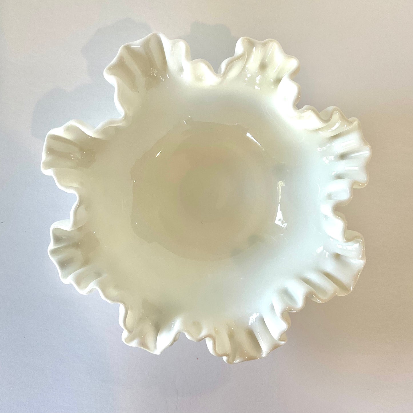 Vintage Fire King Anchor Hocking Milk Glass Grapevine Design Octagon Footed Fruit Bowl