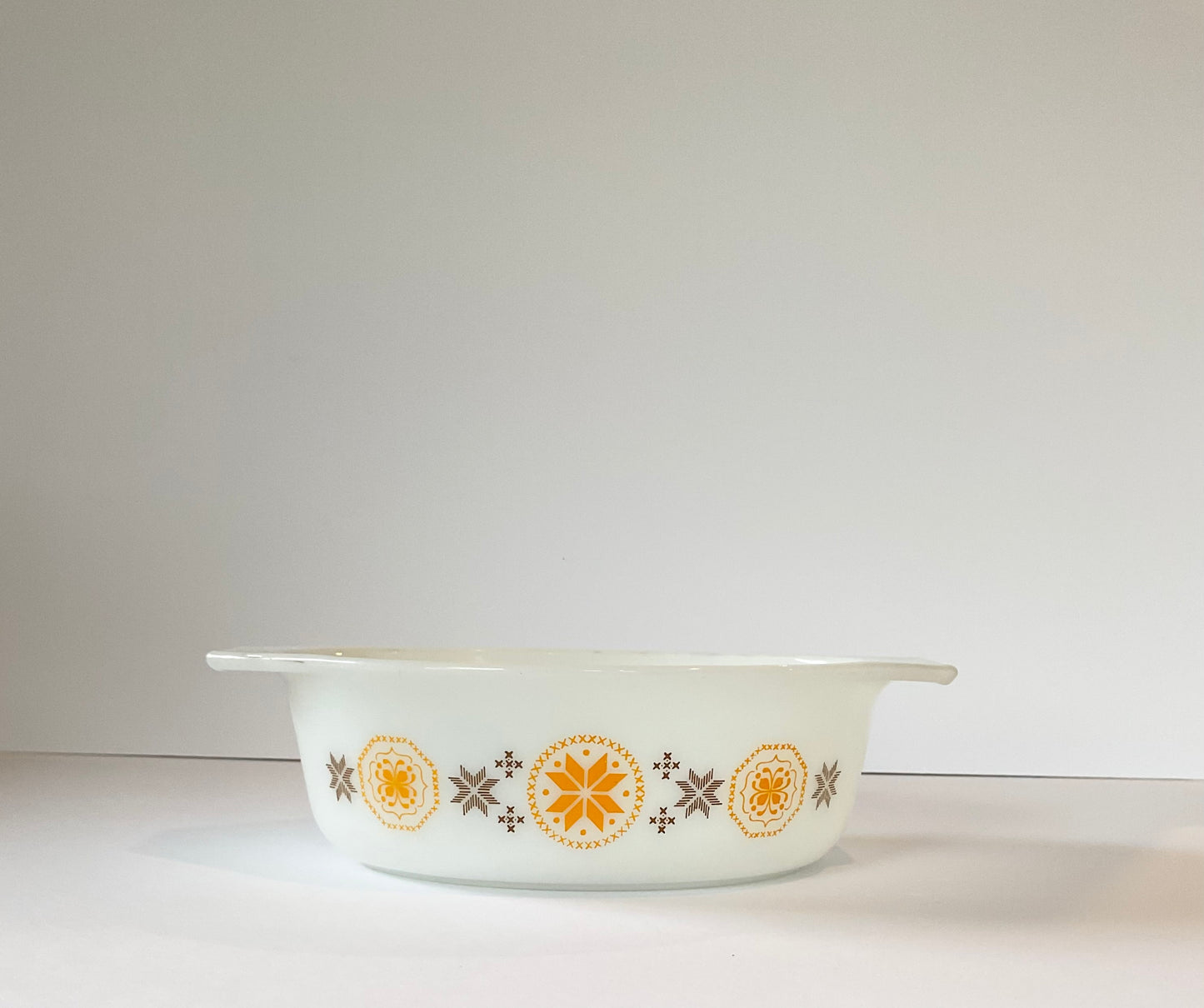 Vintage Pyrex 043 Small Casserole Dish, Town and Country Orange and Brown