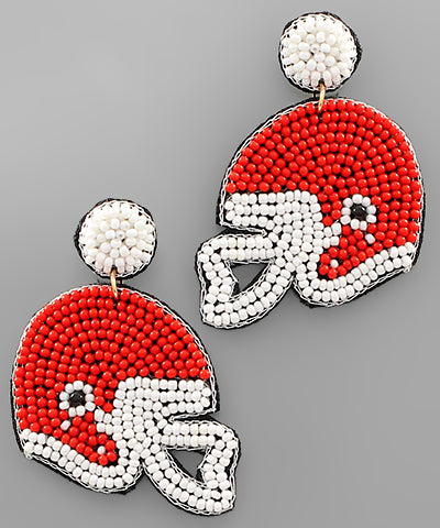 Beaded Football Helmet Earrings