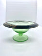 Reverse Painted Light Green Glass Footed Compote Dish